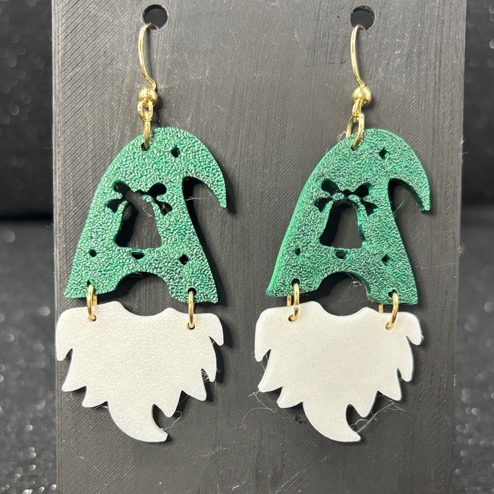 Christmas Gnome Earrings 🎅✨ Green Hat & White Beard